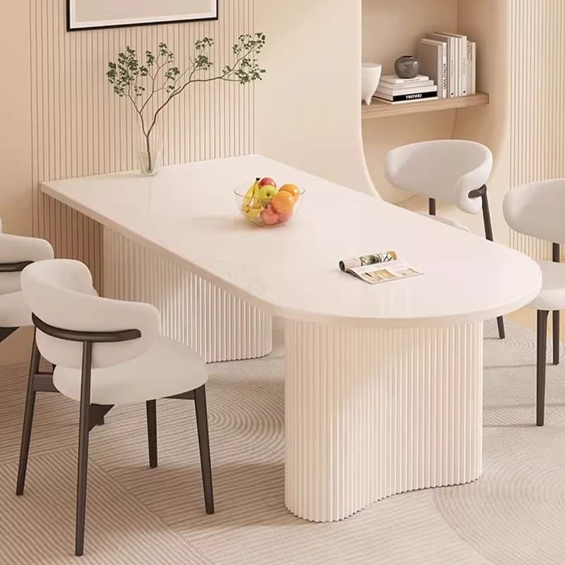 Rock Board Dining Table For Home Small Apartment Island Table One-piece Rice Table Modern Minimalist Accessible Luxury Cream Style Dining Table and Chair Combination