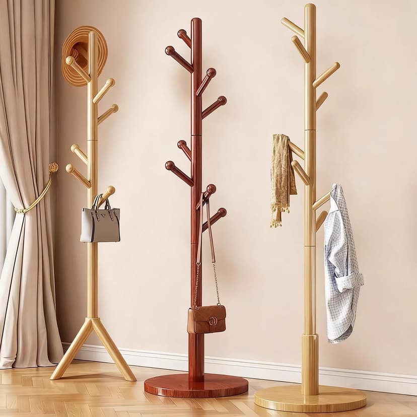 Solid Wood Coat Rack Floor Hanger Living Room Office Room Bedside Dormitory For Home Vertical Clothes Hanging Rack