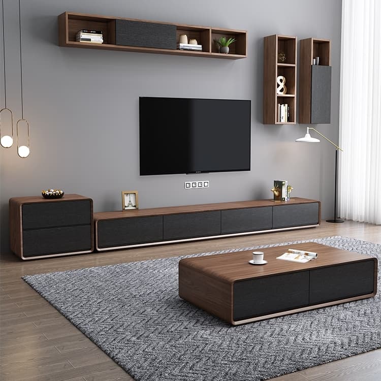 Genji Muyu Scandinavian Coffee Table TV Cabinet Combination Modern Minimalist Small Apartment Living Room Low Cabinet Floor Cabinet TV Cabinet