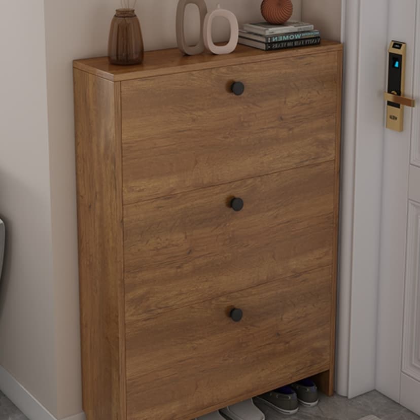 Genji wooden shoe cabinet solid wood ultra-thin tipping bucket 15cm For Home door large capacity economical space-saving Scandinavian simple