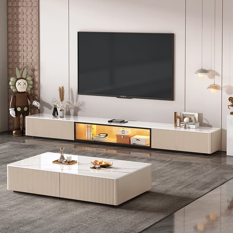 Genji Muyu Rock Board TV Cabinet Floor Living Room For Home Small Apartment Modern Minimalist Fancy Accessible Luxury Coffee Table Electric