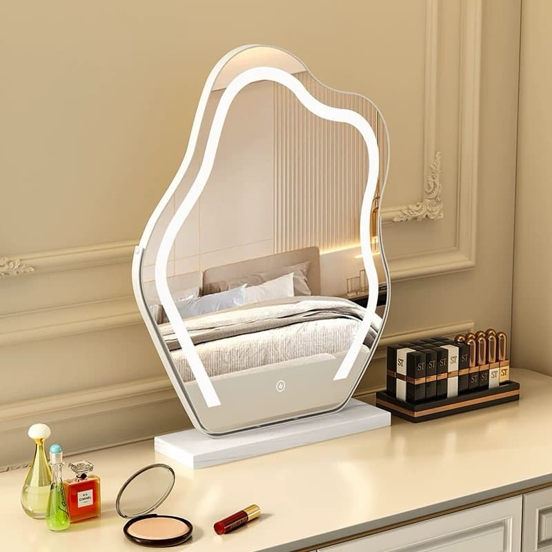 Cloud Makeup Mirror Dressing Table Special Mirror Master Bedroom with LED Light Beauty Makeup Mirror Rotate Desktop Dressing Mirror
