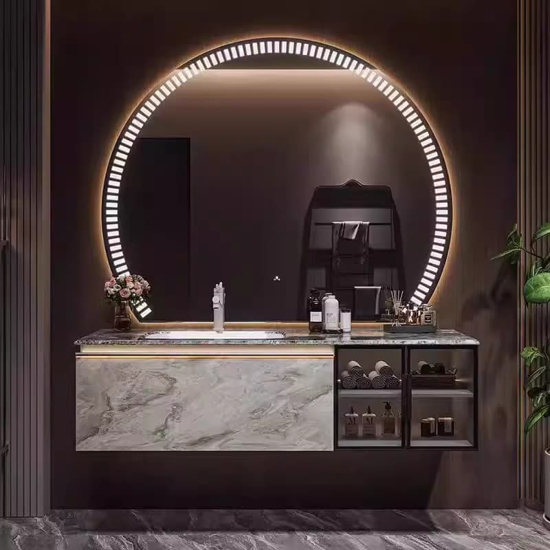 High-End Light Luxury Hotel-Style Luxury Stone Italian Minimalist Bathroom Cabinet Combination Toilet Washbasin Sink Cabinet