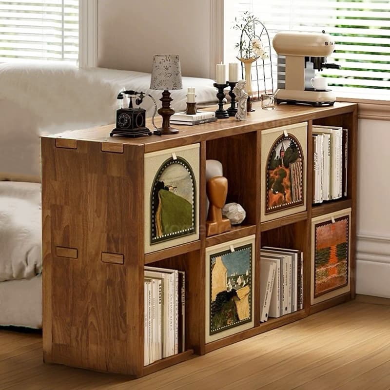 Solid Wood Bookshelf Floor Storage Rack Living Room For Home Simple Corner Bookcase Locker Integrated Kindergarten Prellis Cabinet