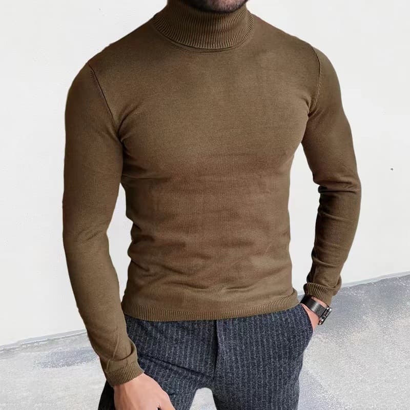 2025 Autumn/Winter Men's Turtleneck Sweater American Style Long Sleeve Knit Pullover Base Shirt Men's Shirts