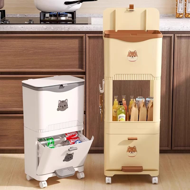 Elevated Movable 2025 New arrival For Home Kitchen Trash Bin Storage Rack Bending-free Large Capacity Holes