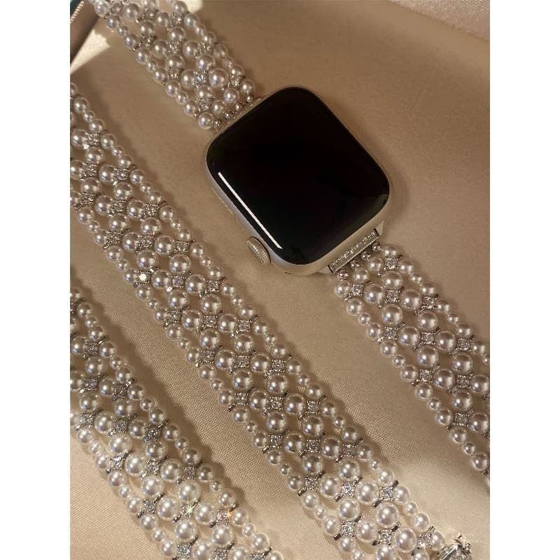 Imitation pearl bracelet wristband strap for Apple Watch strap iwatch watch chain Women's Accessible Luxury Fancy