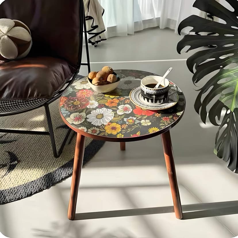 Coffee table living room sofa side table Movable 2025 New arrival balcony Mandala small table Normcore Popular bedside round table