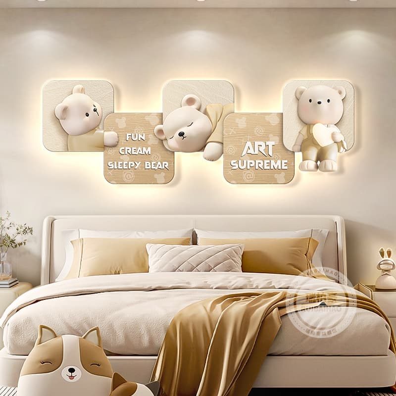 Cream Style Children's Room Decorative Painting Minimalist Boys and Girls Bedroom Room Background Wall Hanging Painting Bedside Cartoon Mural