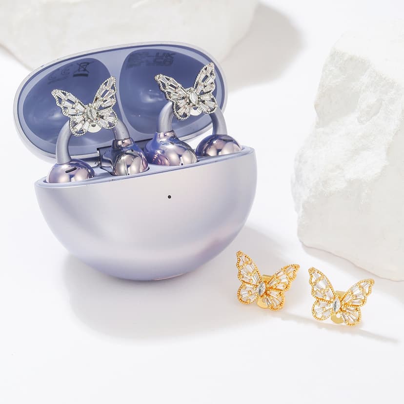 Suitable for freeclip2 generation Neutral Huawei Headset Clip Niche style Fashion Accessories Full Zirconium Butterfly Wing Diamond Buckle