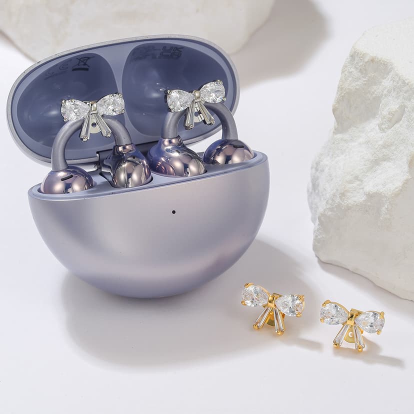 Bows Box Earphone Clip Buckle Diamond Buckle Fashion Exquisite Accessories Suitable for freeclip Earphone Women