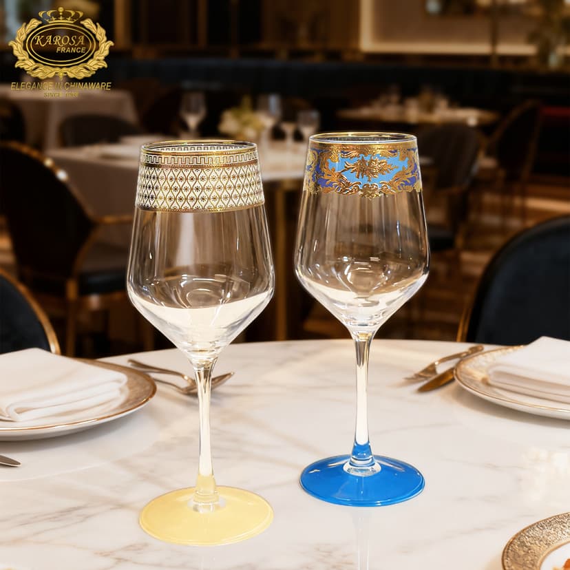 European-Style Embossed Gold Light Luxury Crystal Glass Red Wine Glass Goblet for Home Restaurant Champagne Whiskey Wine Glass