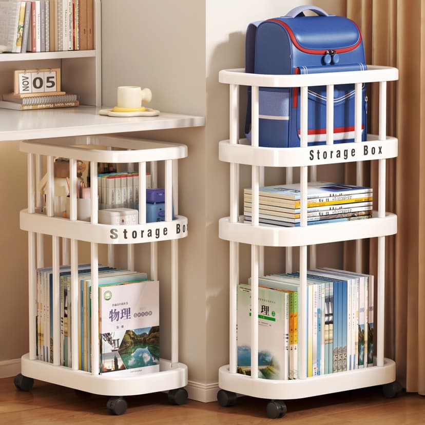 School Bag Storage Rack, Multi-Functional Shelf, Multi-Layer Children's Book Storage Rack, Floor-Standing Trolley, Mobile Under-Desk for Dormitory