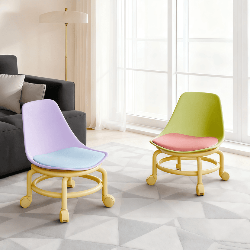 2025 New arrival Dopamine Universal Wheel For Home Small Stool with Baby Handy Gadget Children with Pulley Bench Bean Bag Round Stool