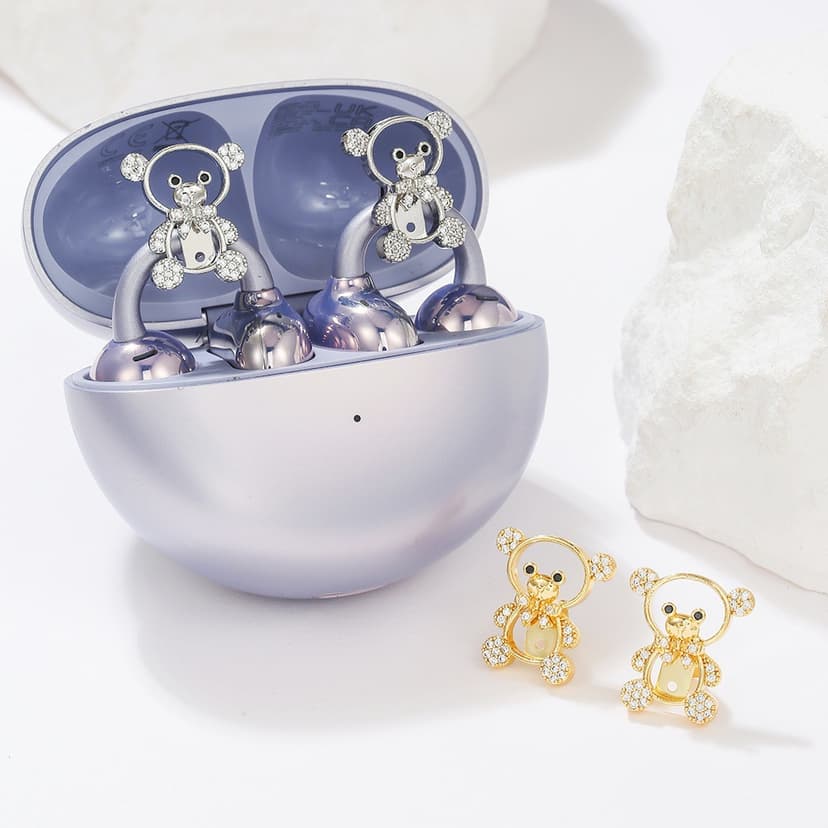 Suitable for freeclip2 generation Neutral earphone clip buckle Cut Out Bear diamond buckle original Niche style Fashion accessories