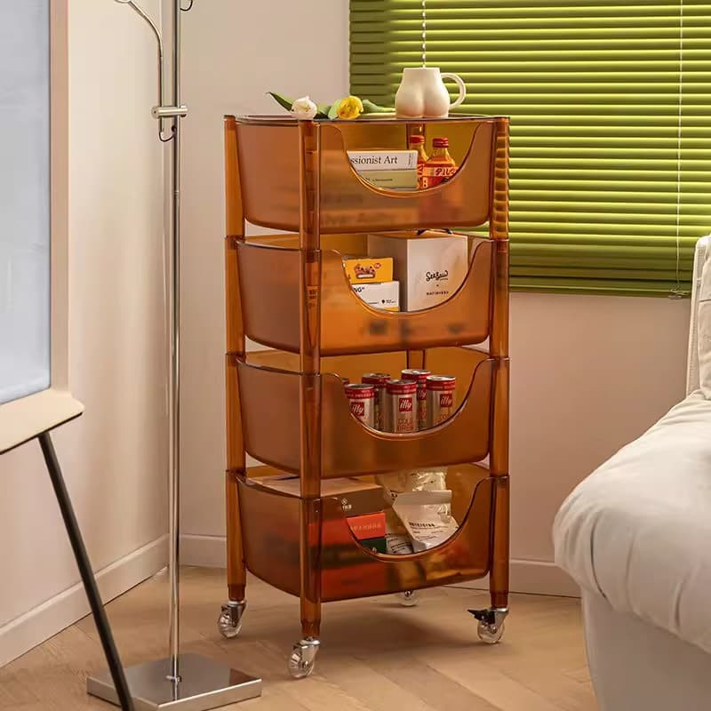 Snack Storage Rack Small Cart Storage Rack Movable Bedside Storage Storage Cabinet Minimalist Acrylic Sofa Side