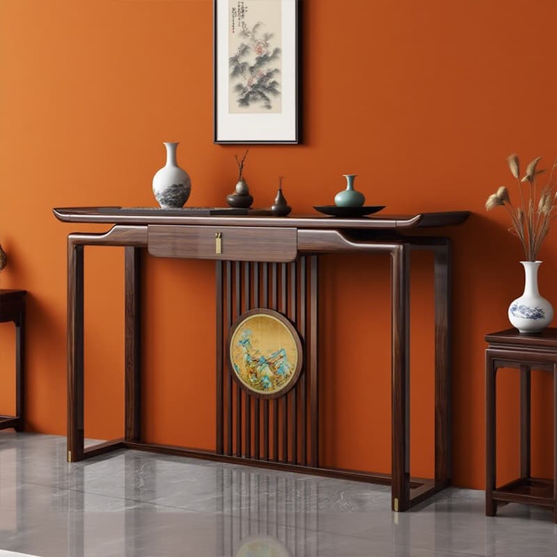 New Chinese-style Ebony Wood Hallway Table Supply Table God of Wealth Bodhisattva Fragrance Table Buddhist Shrine Solid Wood For Home Hallway Cabinet