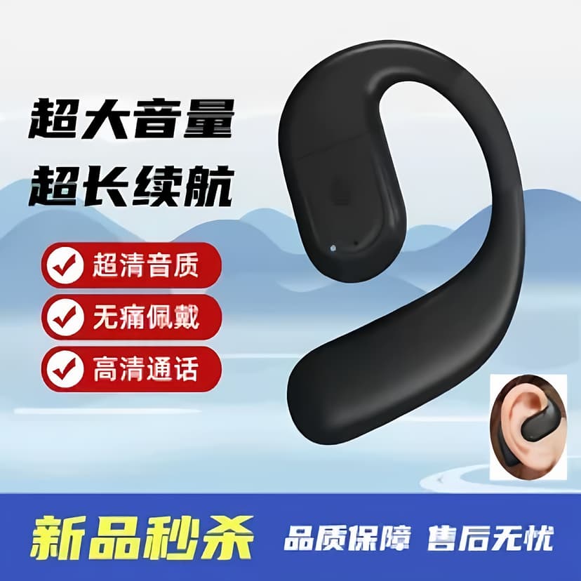 2025 New Over-Ear Wireless Bluetooth Headset, Bone Conduction, Non-In-Ear, Business and Driving Use, Ultra-Long Battery Life
