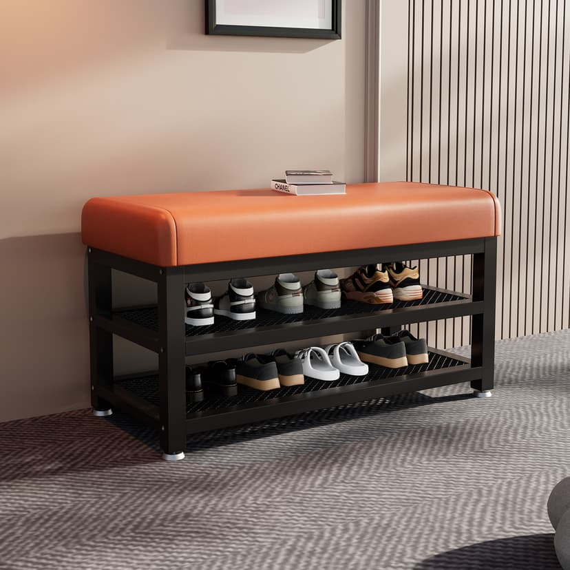 Shoe Changing Stool For Home Door Sitting Shoe Cabinet Entrance Door Shoe Wearable Stool Accessible Luxury Fancy Iron Shoe Storage Rack