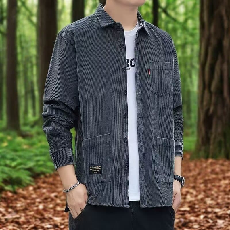 Clearance Sale Men's Corduroy Long-Sleeve Shirt Autumn and Winter Trendy Loose Multi-Pocket Work Shirt Versatile Casual Jacket