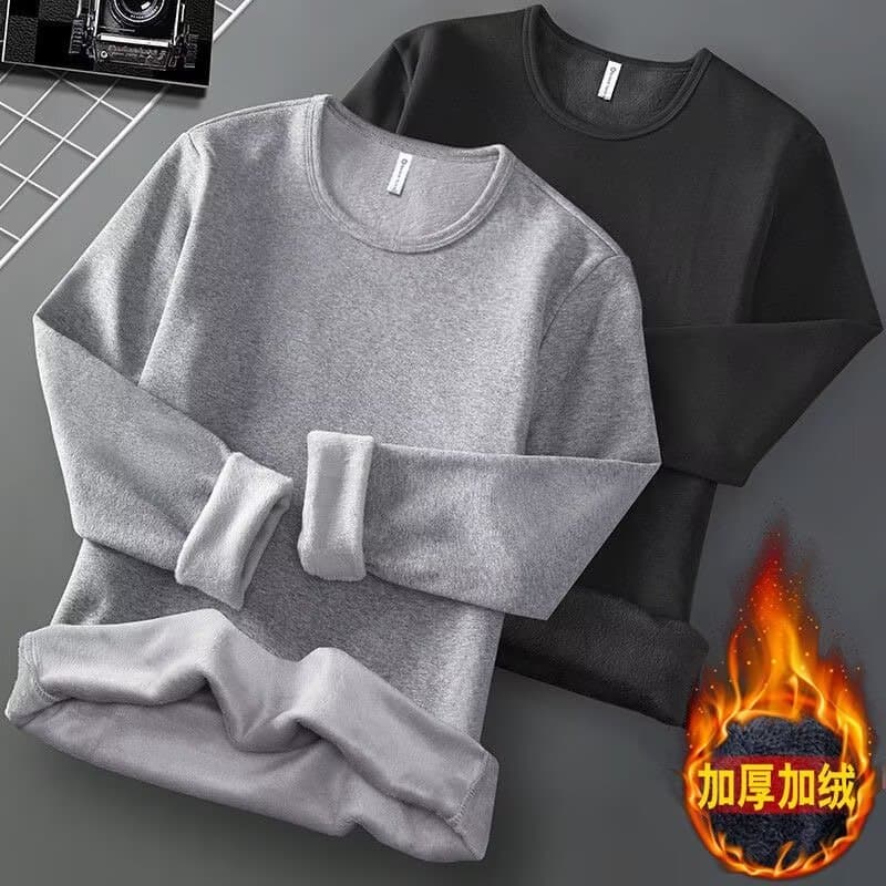 Fleece-Lined, Thickened, Warm, Slim-Fit Turtleneck Base Layer Shirt for Men, Winter Solid Color Inner Wear, Youth Long-Sleeve T-Shirt, Sweatshirt Top I