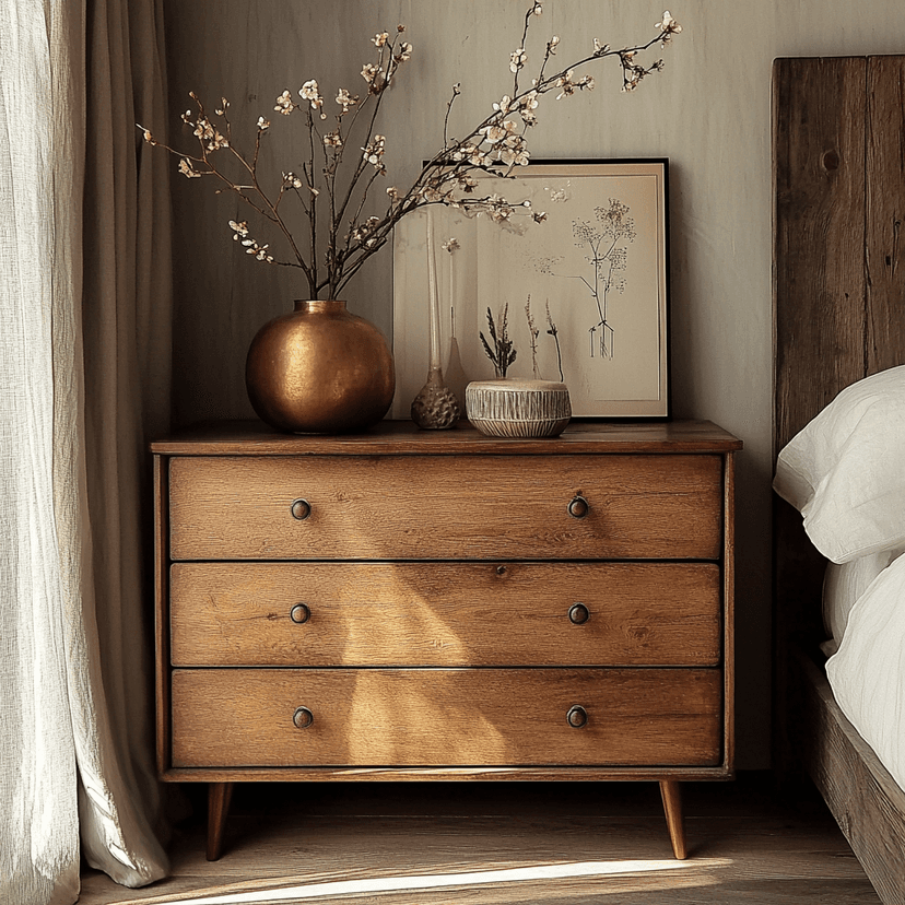 Luxurious and Elegant, Wabi-Sabi Style, Natural Style, All Solid Wood, Natural Wood Color, Bedroom Bedside Table, Chest of Drawers, Drawer Cabinet
