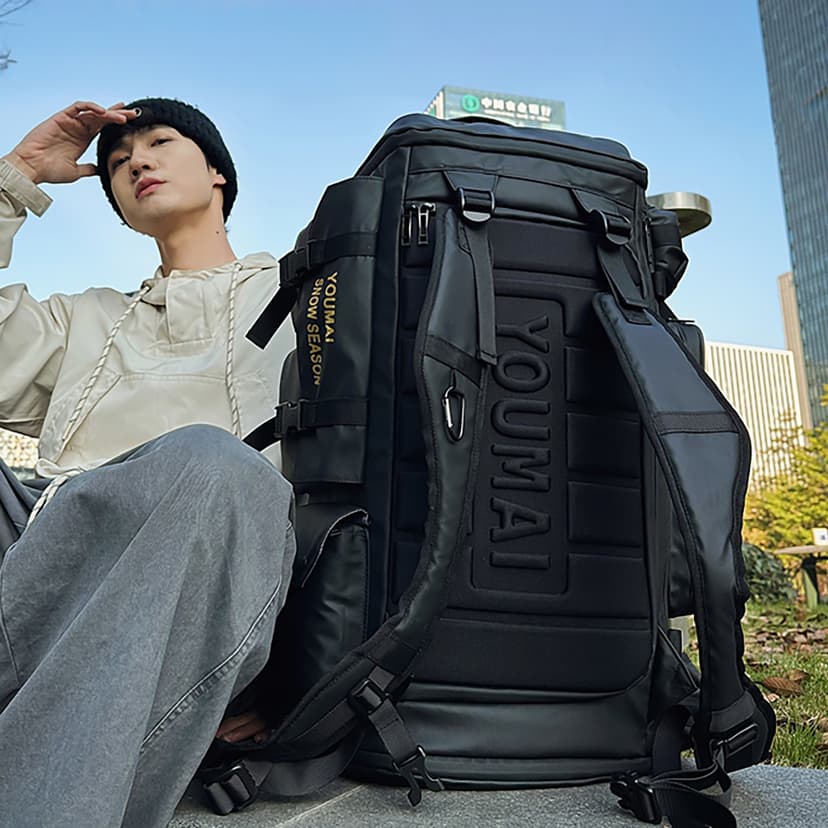 Travel Luggage Bag, Large Capacity, Extra Large Backpack, Short-Distance Travel, High-Looking, Stylish, Double Shoulder, for Women and Men, Ski Equipment Storage Bag