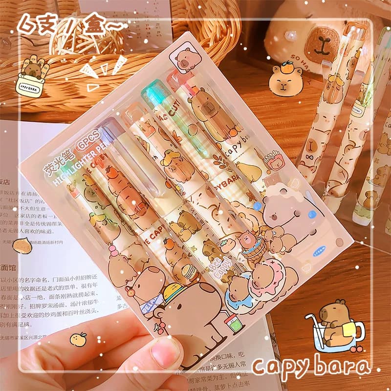 Capybara Cartoon Highlighter Pen, High-Value Cute Capybara Colorful Doodle Pen, Student-Use Highlight Marker Pen