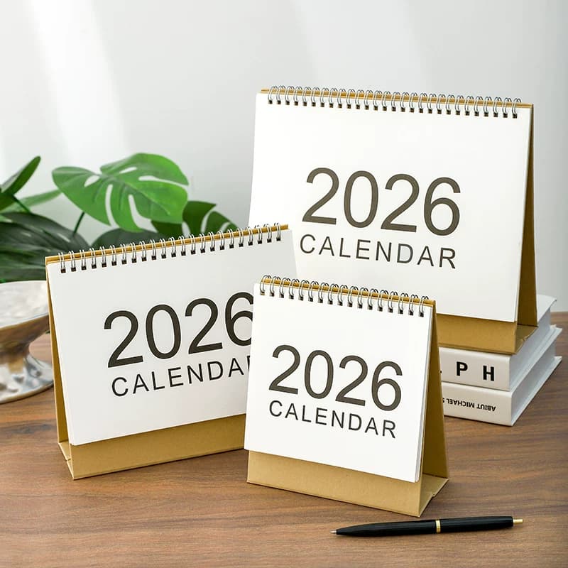 2026 Calendar 2025 Desk Calendar Notebook Simple Ins-Style Office Desktop Decoration Self-Discipline Check-In Planner