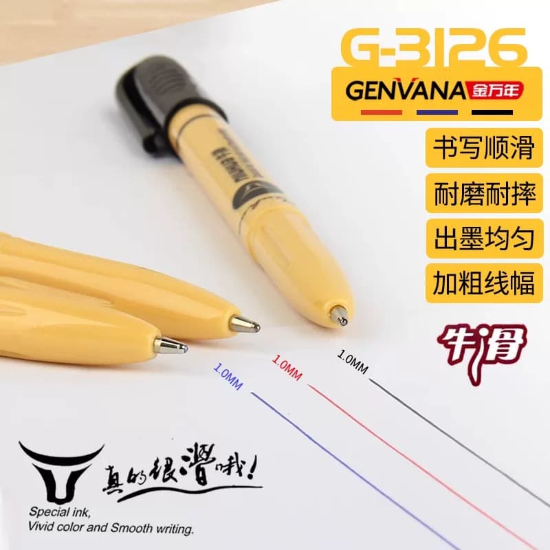 1.0mm Gold Ballpoint Pen, Smooth Oil-Based Thick Tip, Medium Oil Pen, Blue Old-Style Ballpoint Pen, Red Pen with Extra Thick Core