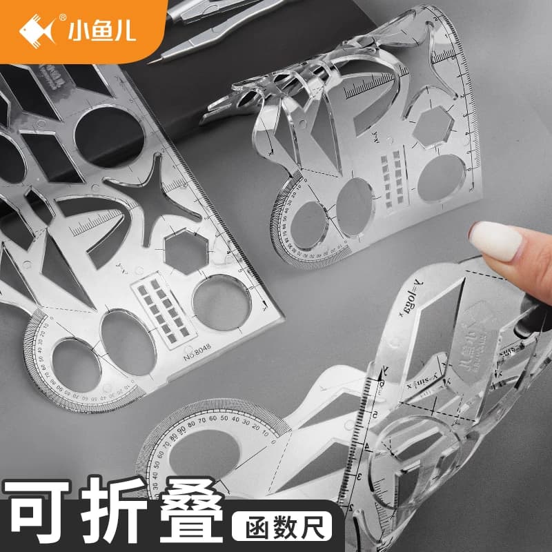 Multifunctional Mathematical Geometry Ruler for Junior High School Students, 3D Geometric Shapes, Special Ruler for High School Students, Universal Template Ruler