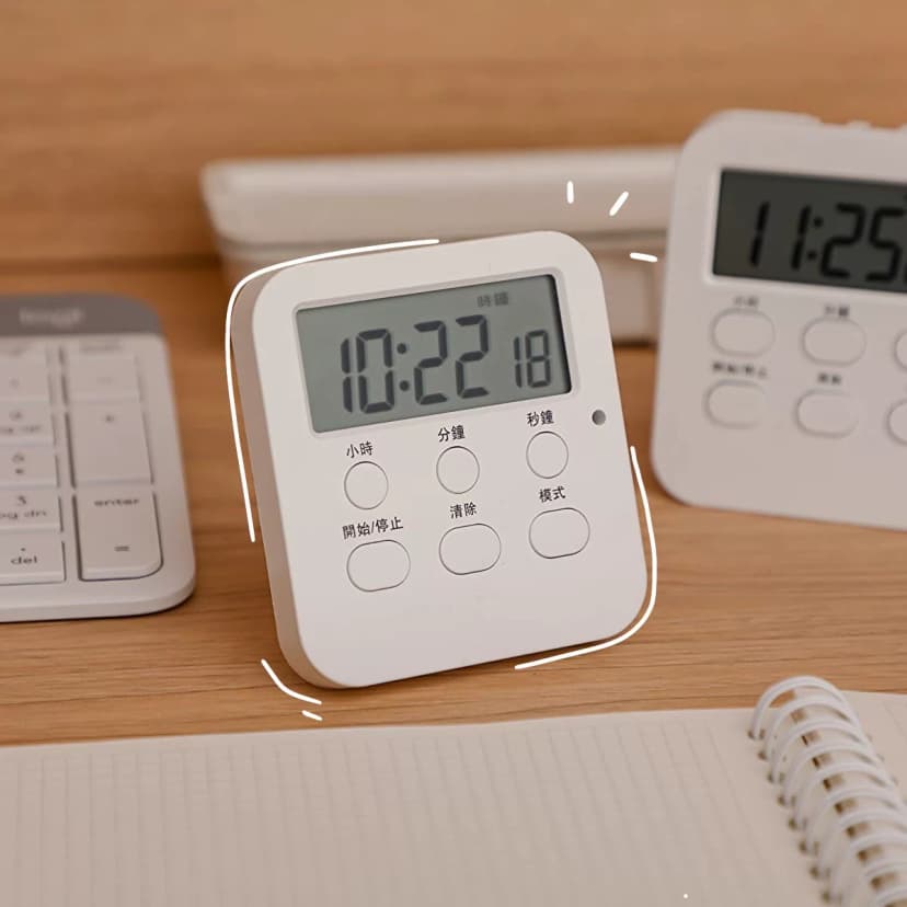 Simple White Alarm Clock Timer Self-Discipline Timer Exam Time Manager for Students' Study Use