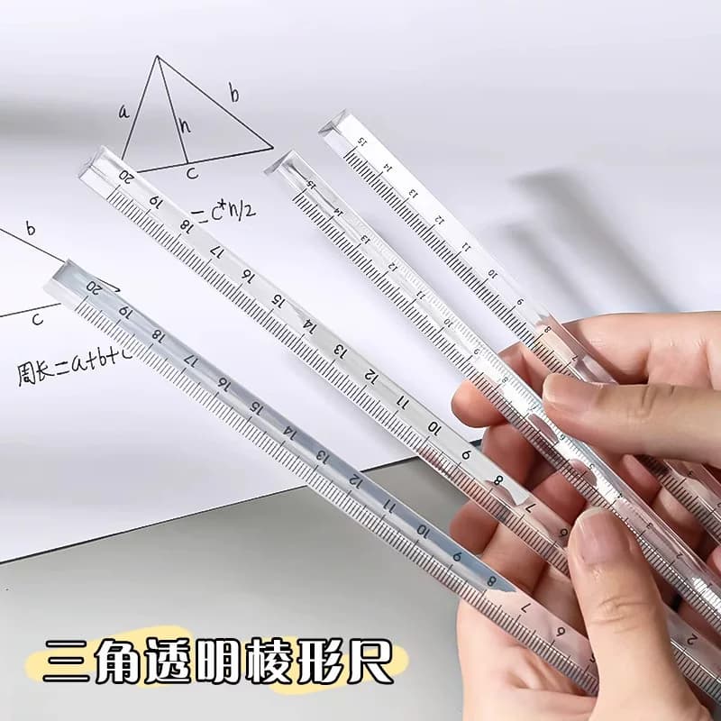 Transparent Three-Dimensional Crystal Triangular Ruler, Colorful and Aesthetically Pleasing, 15cm Straight Ruler for First-Grade Elementary School Students, Drawing Triangle Ruler