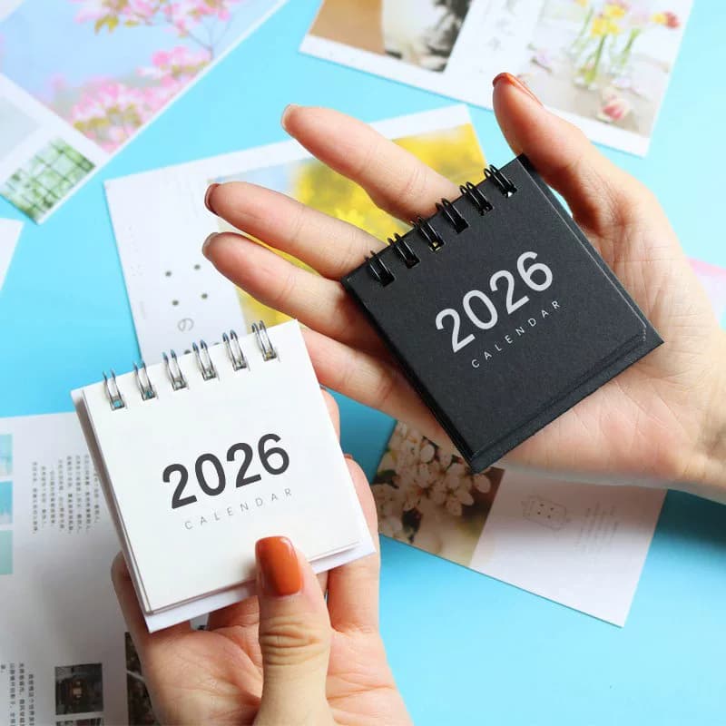 Creative 2026 Minimalist Mini Desk Calendar Portable Calendar Muji-Style Desktop Ornament Check-In Planner Small Desk Calendar