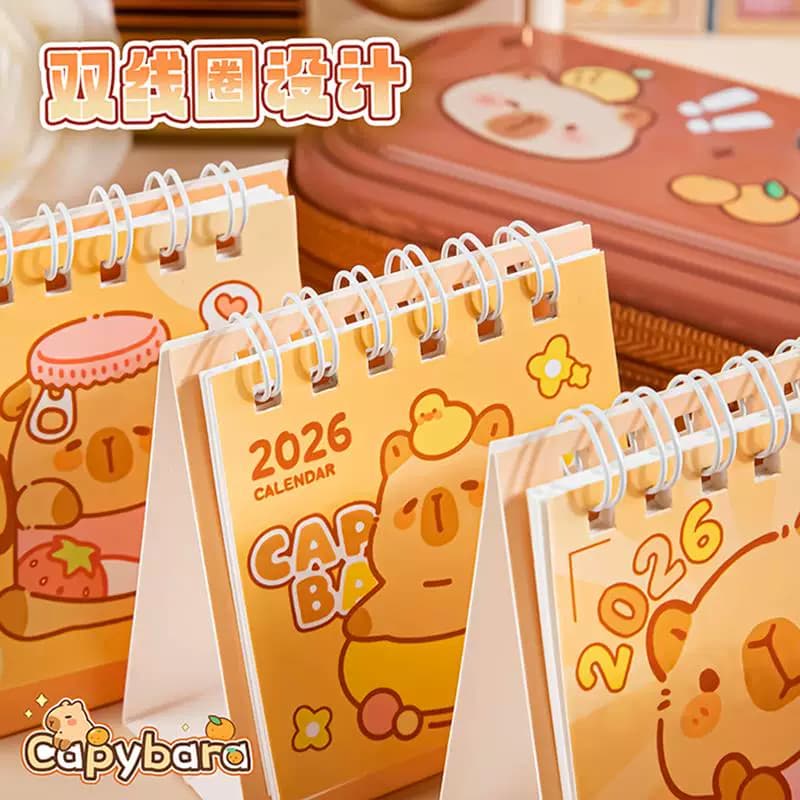 2026 Cartoon Cute Capybara Mini Desk Calendar Office Desktop Decoration Student Self-Discipline Check-In Calendar