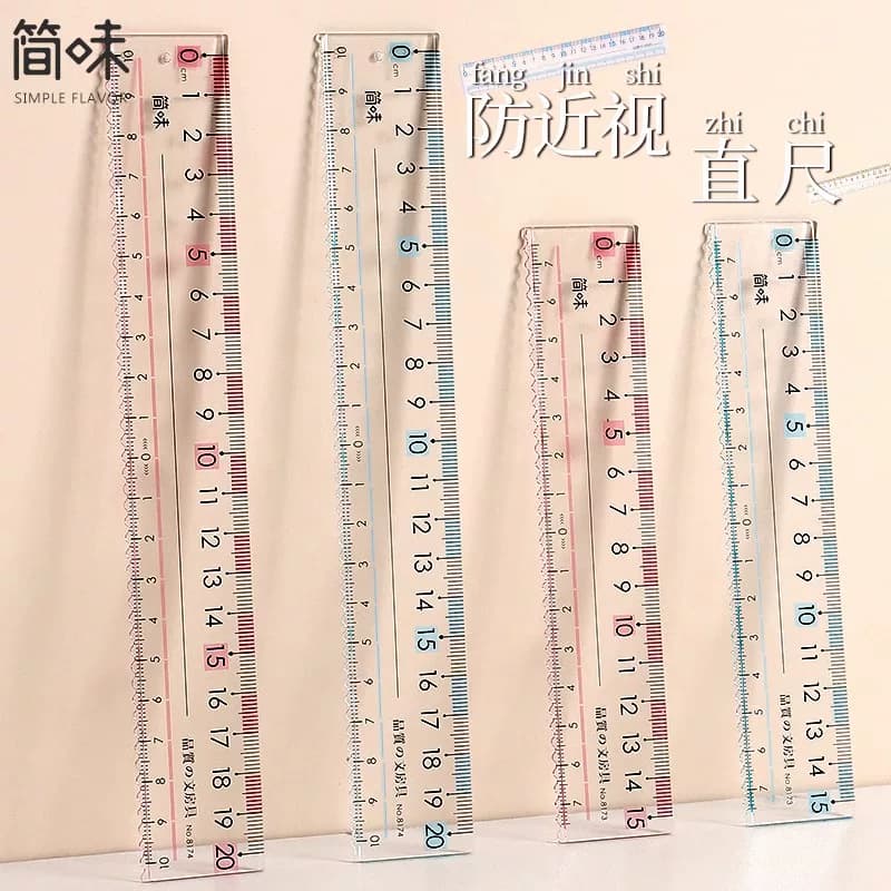 Anti-Myopia Wave-Pattern Ruler for Primary School Students, 15cm 20cm High-Quality Multifunctional Drawing Ruler Set