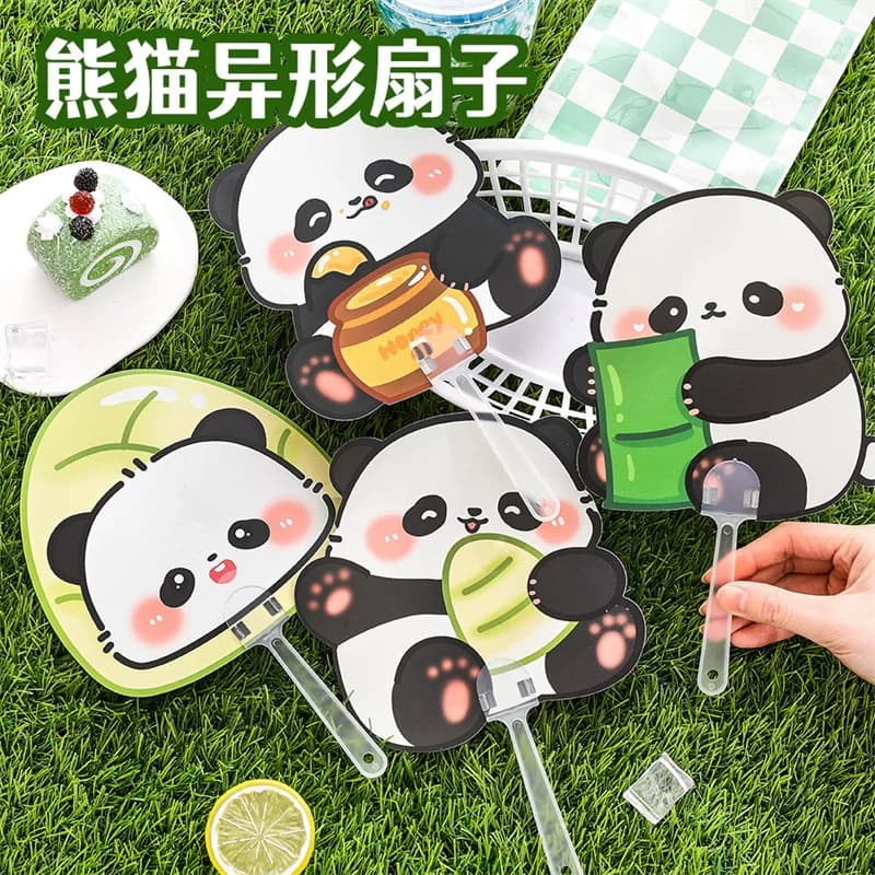 Cute Panda-Shaped Fan for Elementary School Students, Summer Cooling Fan for Children, Cartoon Hand-Held Fan, High-Appearance Plastic Fan