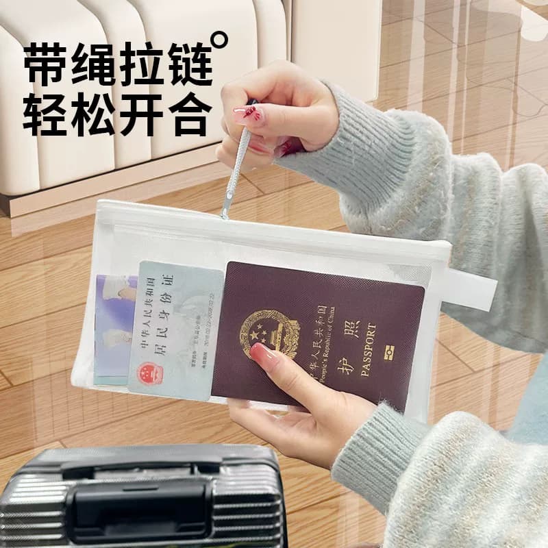 Passport Storage Bag, Portable Id Card Protector for Overseas Travel, Boarding Pass Transparent Card Holder, Document Bag