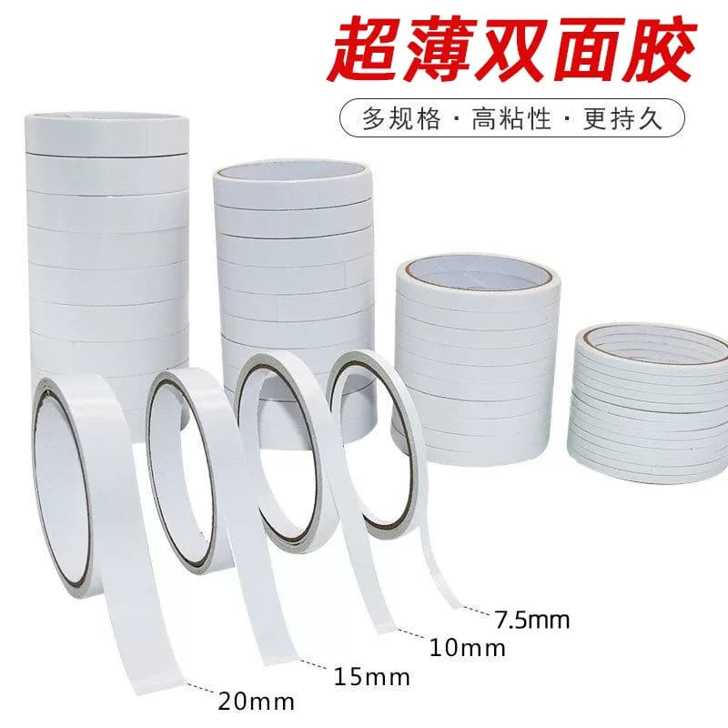 Double-Sided Tape, Full Roll, High Adhesive, Ultra-Thin Double-Sided Tape, Wide Double-Sided Tape, Adhesive Tape for Student Crafts, Double-Sided Adhesive Tape