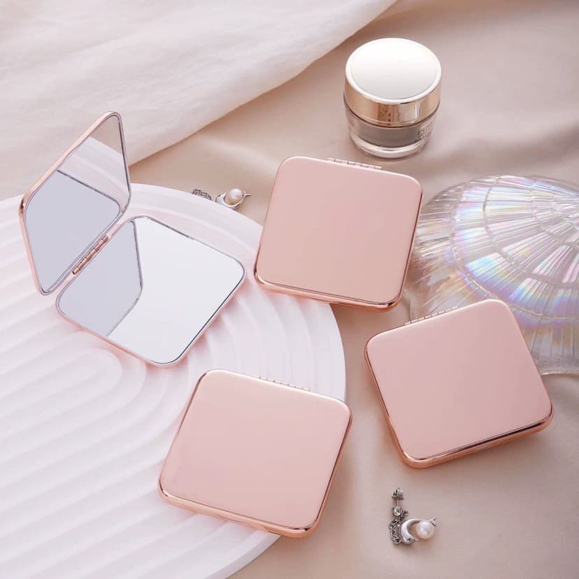 Portable Small Mirror for Women ins Style Portable Foldable Double-Sided Metal Makeup Mirror Student Mini Touch-Up Mirror