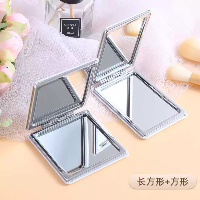 Pure White Handheld Folding Mirror with Flip Cover, Small Mirror for Student Dormitory, Portable Makeup Mirror, Double-Sided Mirror