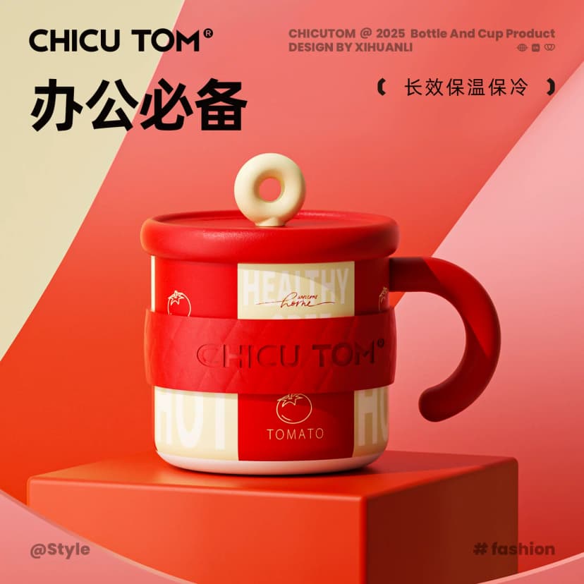 Ceramic Thermos Cup for Girls, High-Looking Mug with Lid, Ton-Ton Cup, Office Coffee Cup, Stainless Steel Water Cup