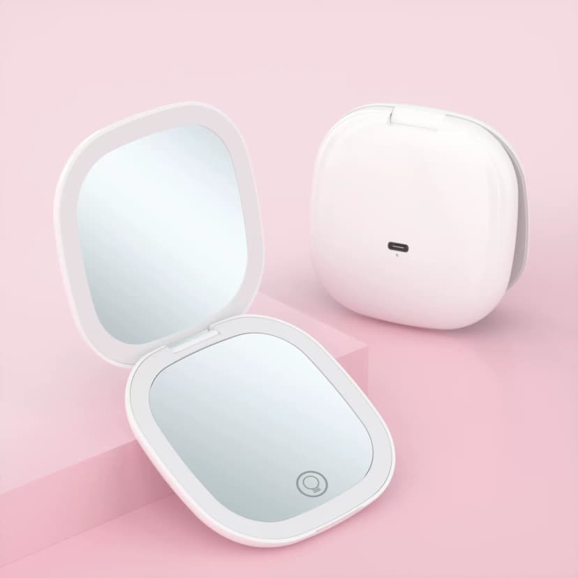 Portable Led Makeup Mirror with Light, Magnifying, Foldable, Handheld, Double-Sided, Fill Light, Small Beauty Mirror for Girls