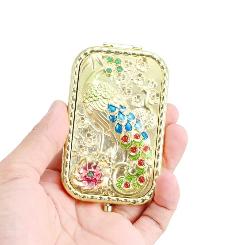 Russian Rectangular Double-Sided Small Mirror, Creative Foldable Portable Mirror, European-Style Portable Retro Makeup Mirror
