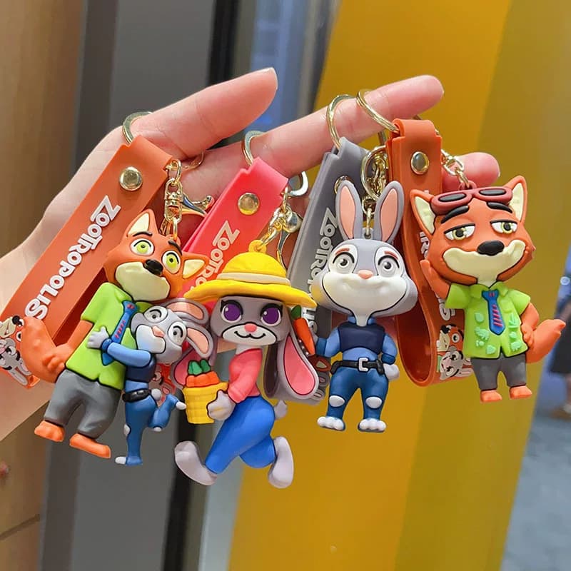 Zootopia-Themed Rabbit Police Officer Judy and Fox Nick Keychains, Couple Keychains, Small Gifts
