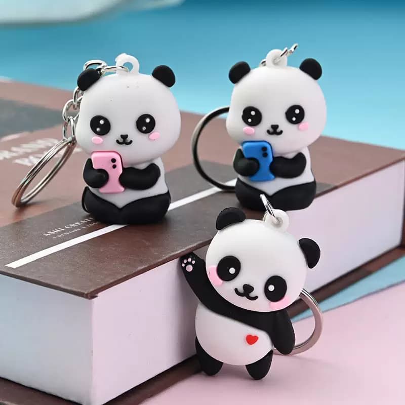Cute Red Panda Keychain National Treasure Auspicious Silicone Doll Pendant Couple Car Bag Decoration Small Gift