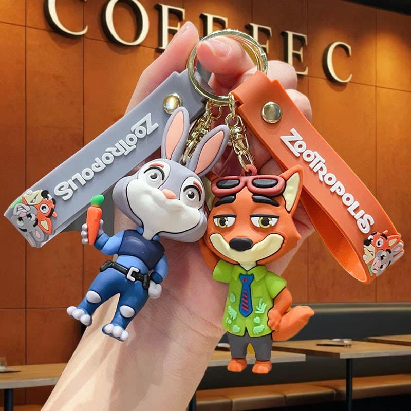 New Zootopia Cartoon Plush Judy Nick Doll Keychain Cartoon Rabbit Police Officer Bag Pendant