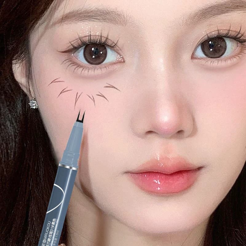 Lower Lash Double-Ended Eyeliner Pen, Ultra-Fine, for Outlining the Lower Eyelid, Waterproof, Long-Lasting, Smudge-Proof, Double-Ended Eyebrow Pencil