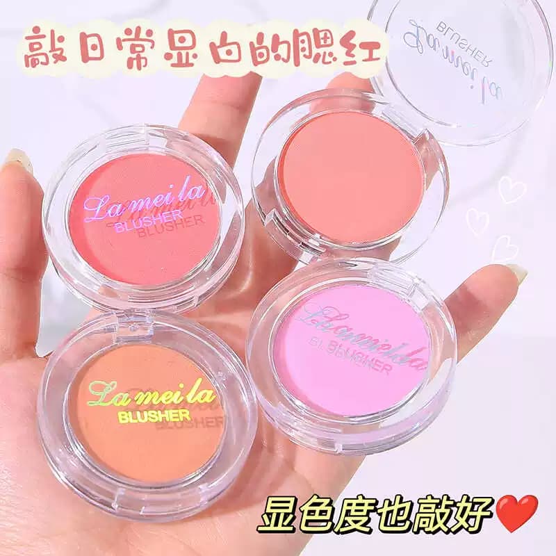 Single Color Blush ins Brightens Natural Complexion, Delicate and Energetic, Matte with Fine Shimmer, High-Gloss Student Style Rouge Contouring Cosmetics