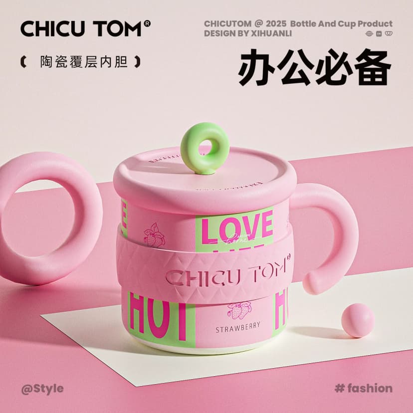 Tonton Thermos Cup for Women, High-Looking Stainless Steel Water Cup, Ceramic Mug with Lid, Coffee Cup for Office X